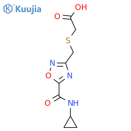 ({5-(Cyclopropylamino)carbonyl-1,2,4-oxadiazol-3-yl}methyl)thioacetic acid structure