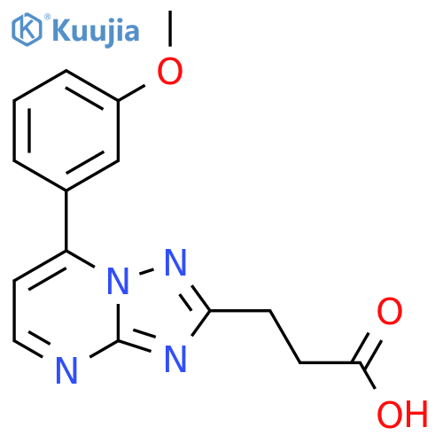 3-7-(3-methoxyphenyl)-1,2,4triazolo1,5-apyrimidin-2-ylpropanoic acid structure