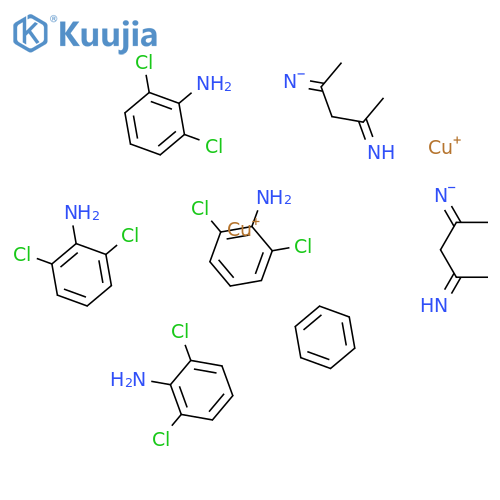 μ-Benzenebis[N,N'-(1,3-dimethyl-1,3-propanediylidene)bis(2,6-dichlorobenzenaminato)] dicopper(I), benzene adduct structure