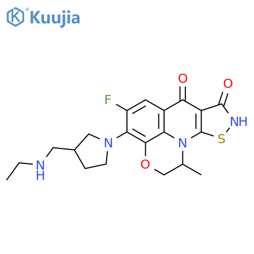 7H-Isothiazolo[4',5':5,6]pyrido[1,2,3-de][1,4]benzoxazine-7,8(9H)-dione , 4-[3-[(ethylamino)methyl]-1-pyrrolidinyl]-5-fluoro-1,2-dihydro-1-methyl- structure