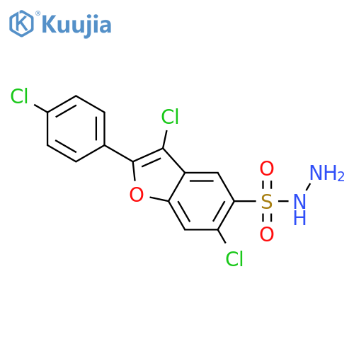 5-Benzofuransulfonic acid, 3,6-dichloro-2-(4-chlorophenyl)-, hydrazide structure