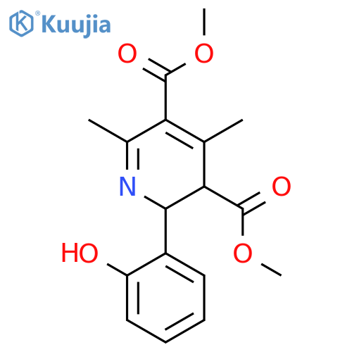 3,5-Pyridinedicarboxylic acid, 2,3-dihydro-2-(2-hydroxyphenyl)-4,6-dimethyl-, dimethyl ester structure