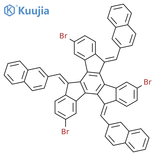 3,8,13-tribromo-5,10,15-tris-naphthalen-2-ylmethylene-10,15-dihydro-5H-diindeno[1,2-a:1',2'-c]fluorene structure