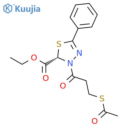 1,3,4-Thiadiazole-2-carboxylic acid, 3-[3-(acetylthio)-1-oxopropyl]-2,3-dihydro-5-phenyl-, ethyl ester, (S)- structure