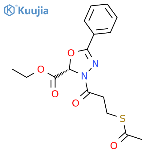 1,3,4-Oxadiazole-2-carboxylic acid, 3-[3-(acetylthio)-1-oxopropyl]-2,3-dihydro-5-phenyl-, ethyl ester, (S)- structure