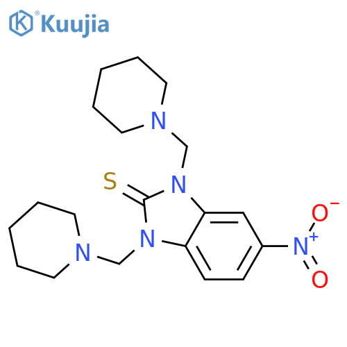 2H-Benzimidazole-2-thione,1,3-dihydro-5-nitro-1,3-bis(1-piperidinylmethyl)- structure