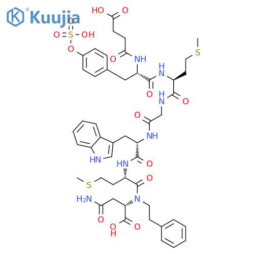L-a-Asparagine,N2-[N-[N-[N-[N-[N-(3-carboxy-1-oxopropyl)-O-sulfo-L-tyrosyl]-L-methionyl]glycyl]-L-tryptophyl]-L-methionyl]-N-(2-phenylethyl)-(9CI) structure