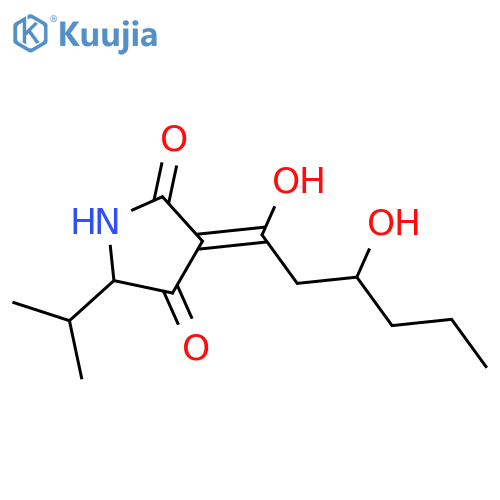 2,4-Pyrrolidinedione, 3-(1,3-dihydroxyhexylidene)-5-(1-methylethyl)- structure