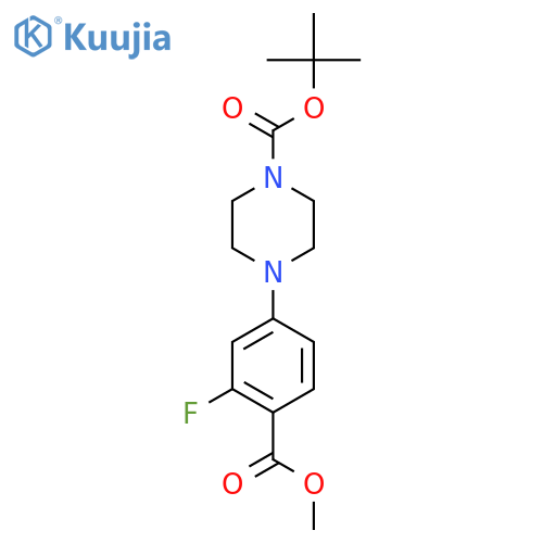 tert-\u200bButyl 4-\u200b(3-\u200bfluoro-\u200b4-\u200b(methoxycarbonyl)\u200bphenyl)\u200bpiperazine-\u200b1-\u200bcarboxylate structure
