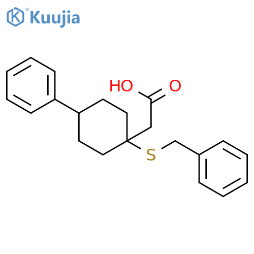 Cyclohexaneacetic acid, 4-phenyl-1-[(phenylmethyl)thio]- structure