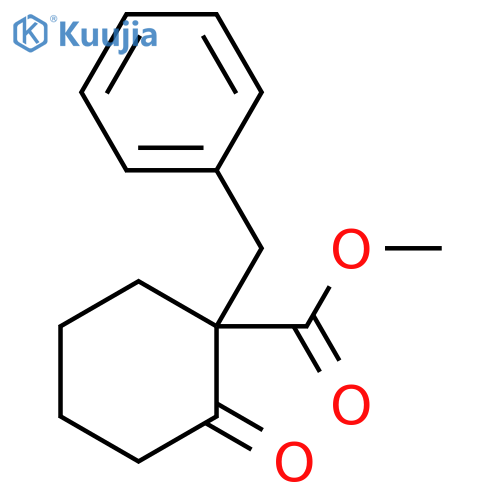 Cyclohexanecarboxylic acid, 2-oxo-1-(phenylmethyl)-, methyl ester structure
