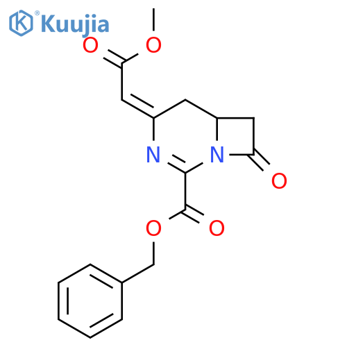1,3-Diazabicyclo[4.2.0]oct-2-ene-2-carboxylic acid, 4-(2-methoxy-2-oxoethylidene)-8-oxo-, phenylmethyl ester, (Z)-(±)- structure