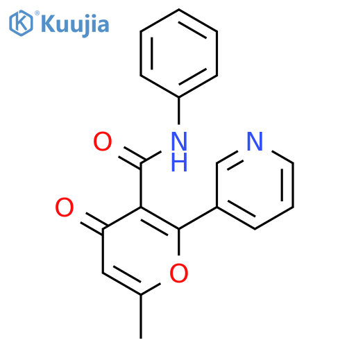 4H-PYRAN-3-CARBOXAMIDE, 6-METHYL-4-OXO-N-PHENYL-2-(3-PYRIDINYL)- structure