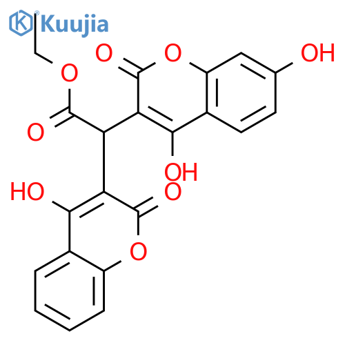 2H-1-Benzopyran-3-aceticacid, 4,7-dihydroxy-a-(4-hydroxy-2-oxo-2H-1-benzopyran-3-yl)-2-oxo-, ethyl ester structure