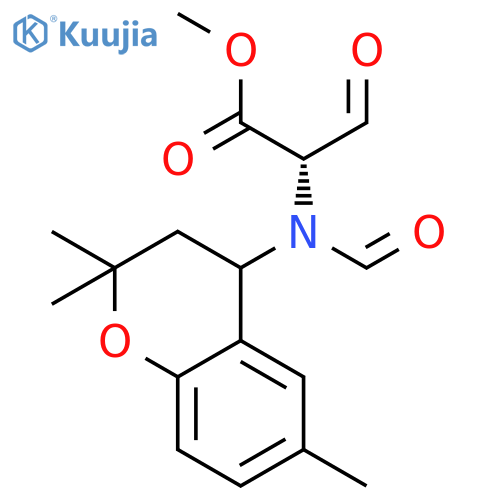 Alanine, N-(3,4-dihydro-2,2,6-trimethyl-2H-1-benzopyran-4-yl)-N-formyl-3-oxo-, methyl ester structure