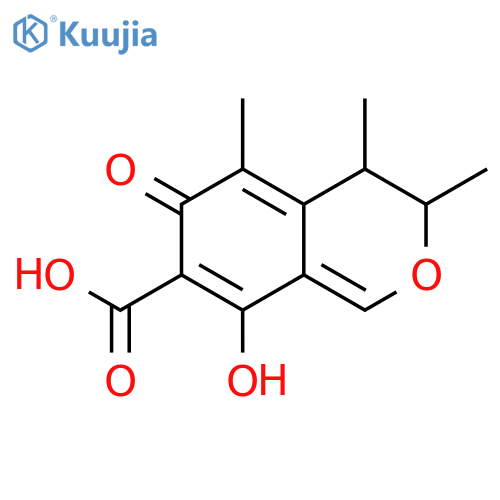 3h-2-benzopyran-7-carboxylic acid, 4,6-dihydro-8-hydroxy-3,4,5-trimethyl-6-oxo-, (3s-trans)- structure