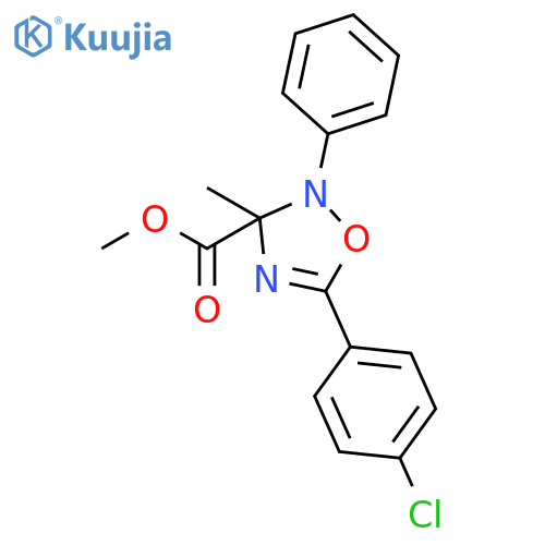 1,2,4-Oxadiazole-3-carboxylic acid, 5-(4-chlorophenyl)-2,3-dihydro-3-methyl-2-phenyl-, methyl ester structure