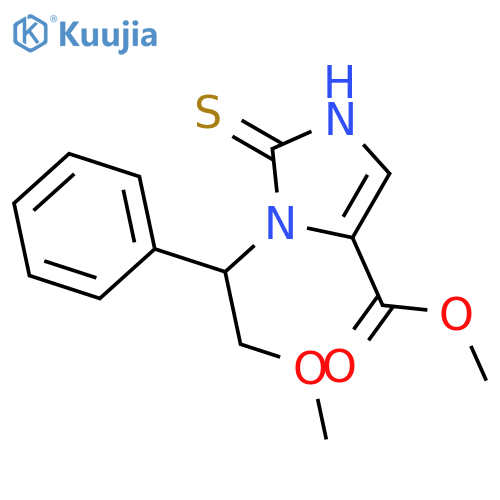 1H-Imidazole-4-carboxylic acid, 2,3-dihydro-3-(2-methoxy-1-phenylethyl)-2-thioxo-, methyl ester structure