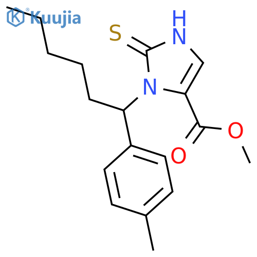 1H-Imidazole-4-carboxylic acid, 2,3-dihydro-3-[1-(4-methylphenyl)hexyl]-2-thioxo-, methyl ester structure