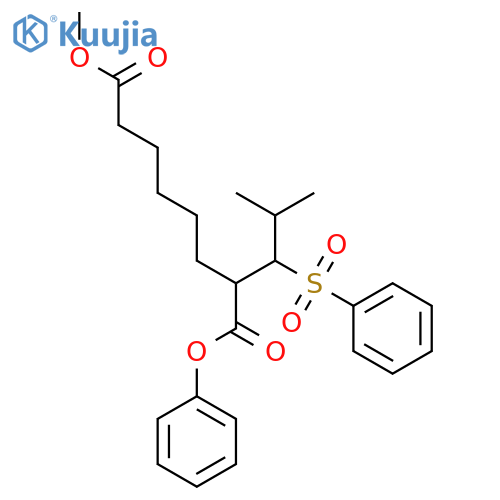 Octanedioic acid,2-[2-methyl-1-(phenylsulfonyl)propyl]-, 8-methyl 1-phenyl ester, (R*,R*)- (9CI) structure