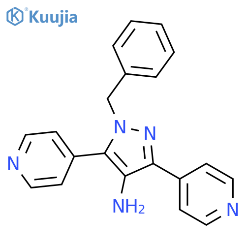 1H-Pyrazol-4-amine, 1-(phenylmethyl)-3,5-di-4-pyridinyl- structure