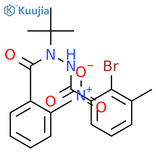 Benzoic acid, 2-bromo-3-methyl-, 2-(1,1-dimethylethyl)-2-(2-nitrobenzoyl)hydrazide structure