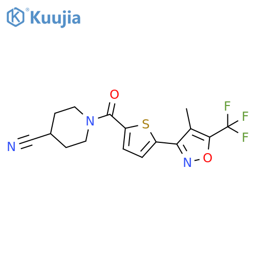 4-Piperidinecarbonitrile, 1-[[5-[4-methyl-5-(trifluoromethyl)-3-isoxazolyl]-2-thienyl]carbonyl]- structure