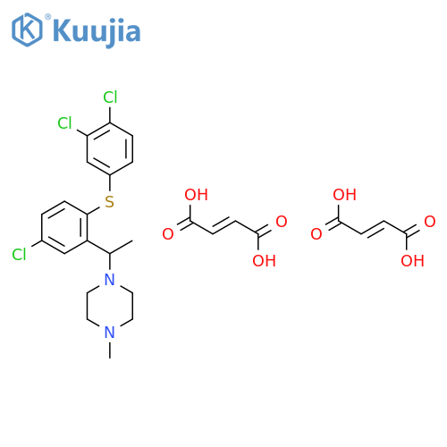 1-(1-{5-chloro-2-[(3,4-dichlorophenyl)sulfanyl]phenyl}ethyl)-4-methylpiperazine di[(2E)-but-2-enedioate] structure