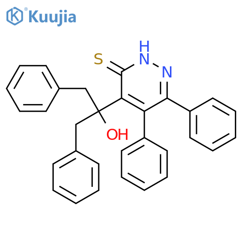 3(2H)-Pyridazinethione, 4-[1-hydroxy-2-phenyl-1-(phenylmethyl)ethyl]-5,6-diphenyl- structure