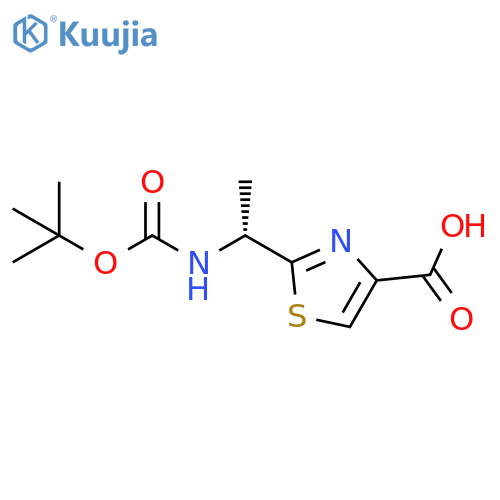 2-(1R)-1-{(tert-butoxy)carbonylamino}ethyl-1,3-thiazole-4-carboxylic acid structure