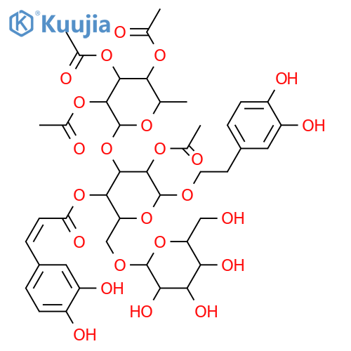 b-D-Glucopyranoside,2-(3,4-dihydroxyphenyl)ethyl O-b-D-glucopyranosyl-(1&reg;6)-O-[2,3,4-tri-O-acetyl-6-deoxy-a-L-mannopyranosyl-(1&reg;3)]-, 2-acetate 4-[(2E)-3-(3,4-dihydroxyphenyl)-2-propenoate](9CI) structure