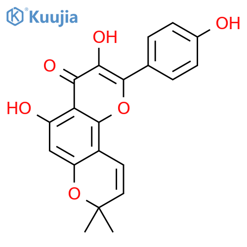 4H,8H-Benzo[1,2-b:3,4-b']dipyran-4-one,3,5-dihydroxy-2-(4-hydroxyphenyl)-8,8-dimethyl- structure