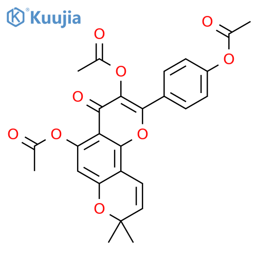 4H,8H-Benzo[1,2-b:3,4-b']dipyran-4-one, 3,5-bis(acetyloxy)-2-[4-(acetyloxy)phenyl]-8,8-dimethyl- structure