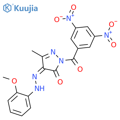 1H-Pyrazole-4,5-dione, 1-(3,5-dinitrobenzoyl)-3-methyl-, 4-[(2-methoxyphenyl)hydrazone] structure