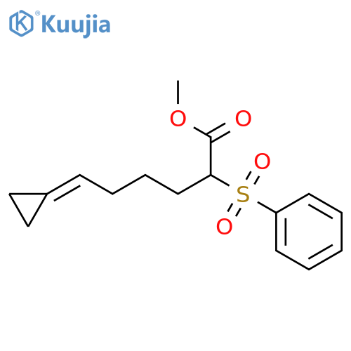 Hexanoic acid, 6-cyclopropylidene-2-(phenylsulfonyl)-, methyl ester structure