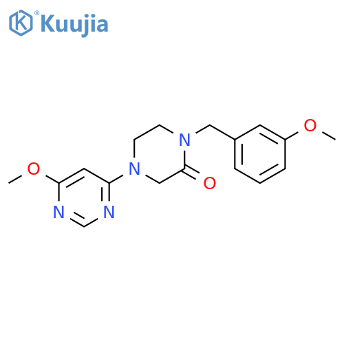 1-[(3-methoxyphenyl)methyl]-4-(6-methoxypyrimidin-4-yl)piperazin-2-one structure