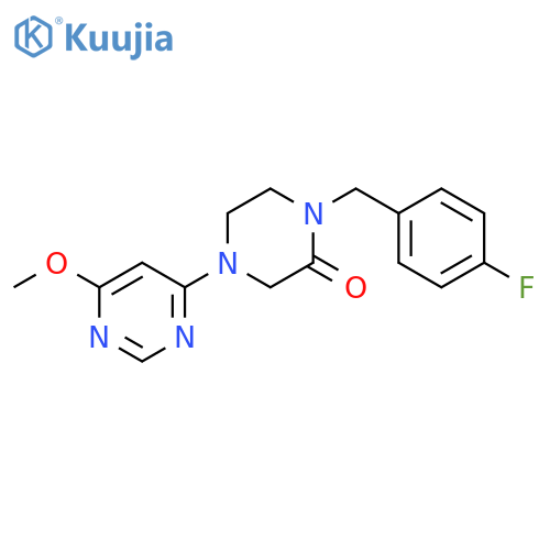 1-[(4-fluorophenyl)methyl]-4-(6-methoxypyrimidin-4-yl)piperazin-2-one structure