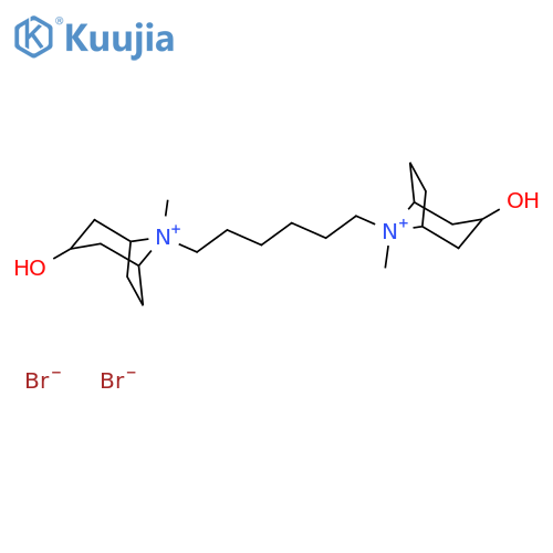 8-Azoniabicyclo[3.2.1]octane, 8,8'-(1,6-hexanediyl)bis[3-hydroxy-8-methyl-, dibromide structure