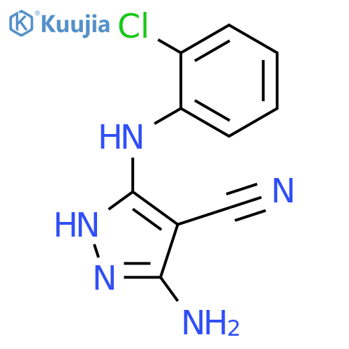 1H-Pyrazole-4-carbonitrile, 3-amino-5-[(2-chlorophenyl)amino]- structure