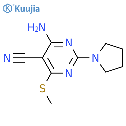 5-Pyrimidinecarbonitrile, 4-amino-6-(methylthio)-2-(1-pyrrolidinyl)- structure
