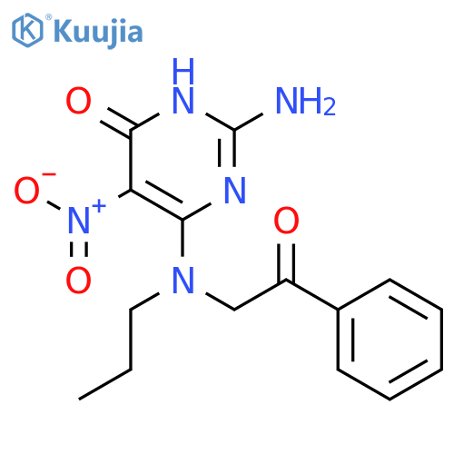 4(1H)-Pyrimidinone,2-amino-5-nitro-6-[(2-oxo-2-phenylethyl)propylamino]- structure