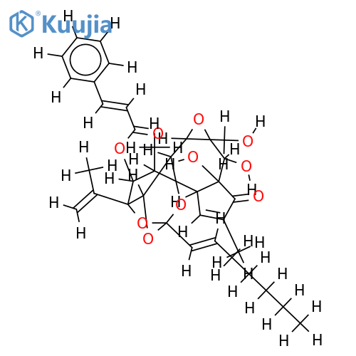 5beta-hydroxyresiniferonol-6alpha,7alpha-epoxy-12beta-cinnamoyloxy-9,13,14-ortho-2E-octanoate structure