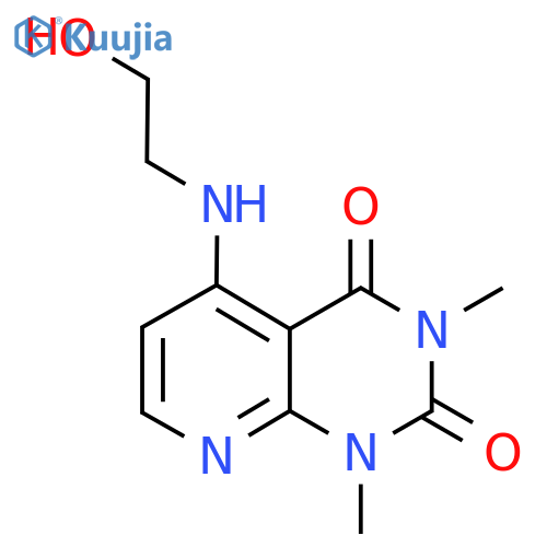 5-(2-hydroxyethyl)amino-1,3-dimethyl-1H,2H,3H,4H-pyrido2,3-dpyrimidine-2,4-dione structure