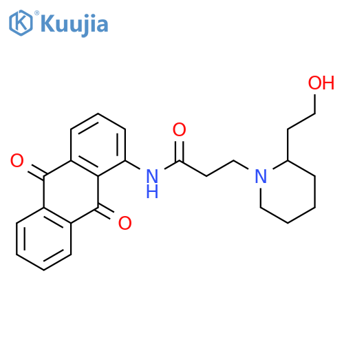 1-Piperidinepropanamide, N-(9,10-dihydro-9,10-dioxo-1-anthracenyl)-2-(2-hydroxyethyl)- structure