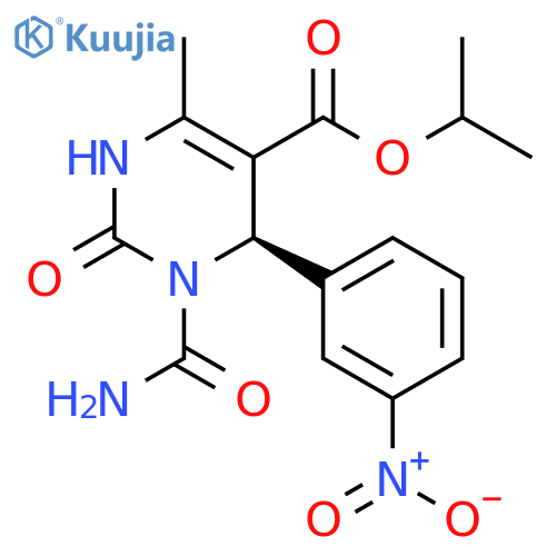 5-Pyrimidinecarboxylic acid,1-(aminocarbonyl)-1,2,3,6-tetrahydro-4-methyl-6-(3-nitrophenyl)-2-oxo-,1-methylethyl ester, (6R)- structure