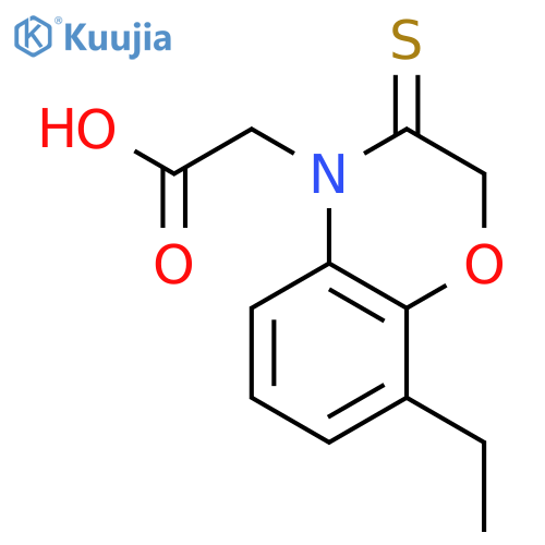 2-(8-ethyl-3-sulfanylidene-1,4-benzoxazin-4-yl)acetic acid structure
