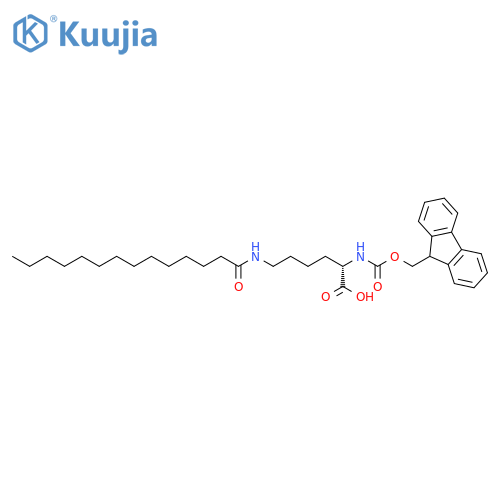 N<sup>&alpha;</sup>-[(9H-Fluoren-9-ylmethoxy)carbonyl]-N<sup>&epsilon;</sup>-tetradecanoyl-<small>L</small>-lysine structure