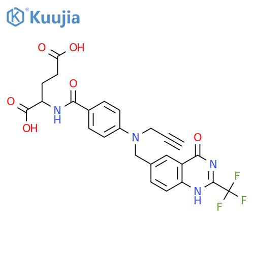 L-Glutamic acid,N-[4-[[[1,4-dihydro-4-oxo-2-(trifluoromethyl)-6-quinazolinyl]methyl]-2-propynylamino]benzoyl]-(9CI) structure