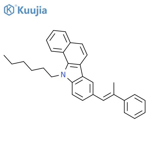 11H-Benzo[a]carbazole, 11-hexyl-8-(2-phenyl-1-propenyl)- structure