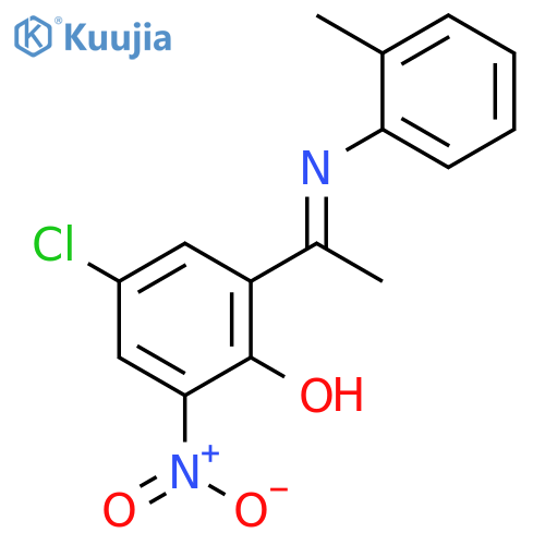 Phenol, 4-chloro-2-[1-[(2-methylphenyl)imino]ethyl]-6-nitro- structure